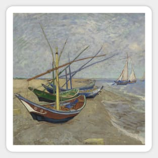 Vincent Van Gogh- Fishing boats on the Beach at Saintes-Maries Sticker